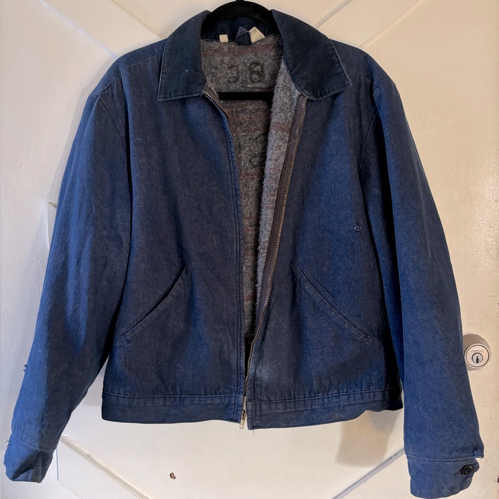 Vintage Wrangler flannel blanket lined zipper jacket size 42